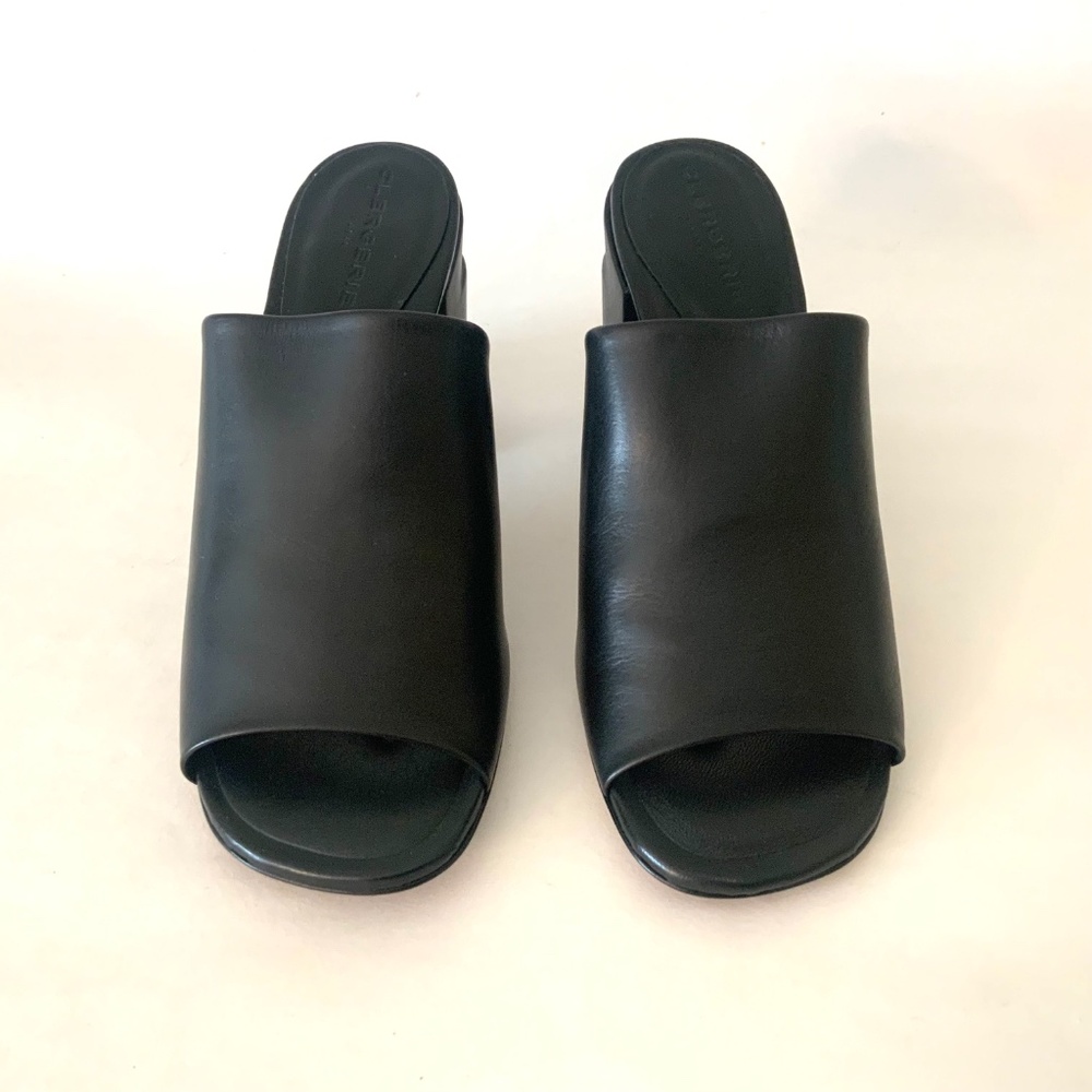 ROBERT CLERGERIE ALLEGRIA MULE BLACK LEATHER block Heel Open Toe Slip On Sandals - Picture 11 of 16